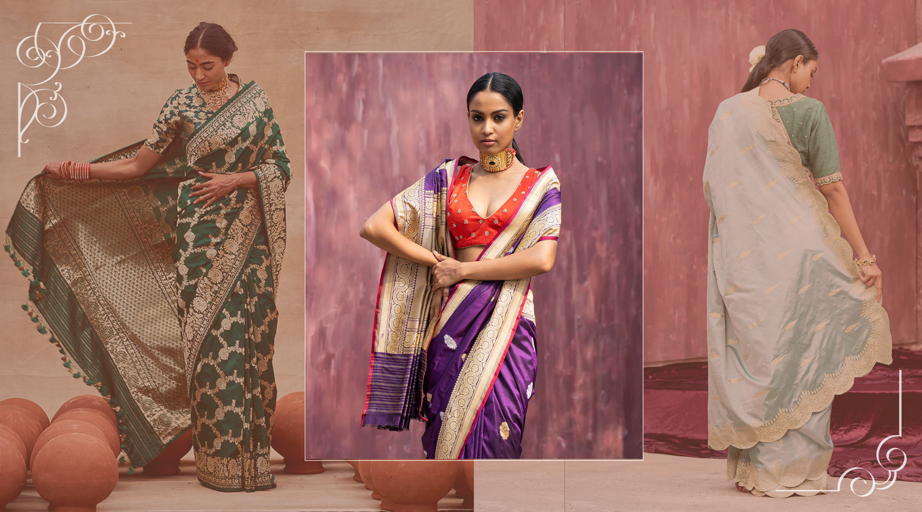 Premium Photo  Aesthetically pleasing Diwali silk saree draping