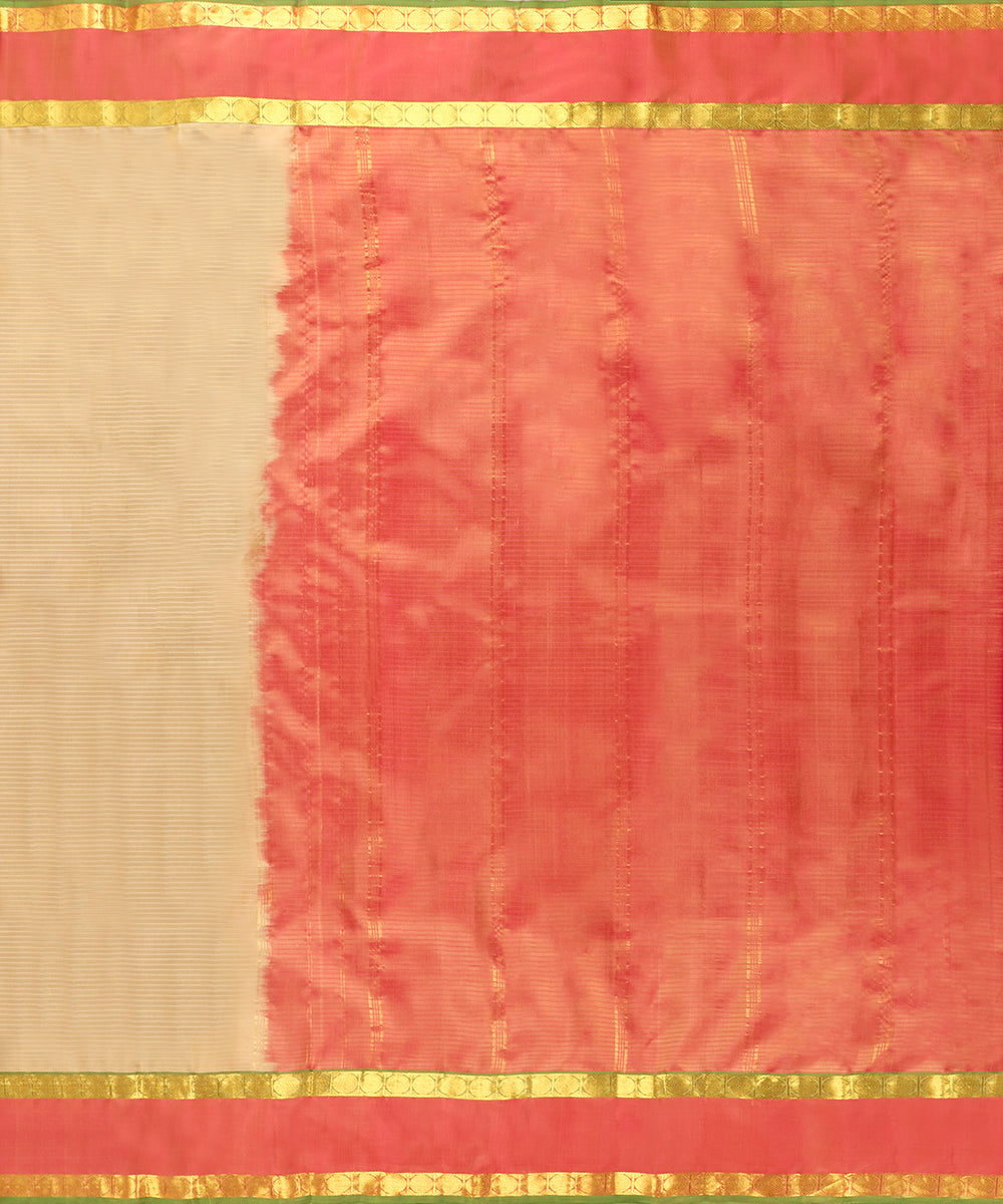 Peach_And_Golden_Pure_Silk_Kanjivaram_Saree_With_Pink_Border_WeaverStory_02