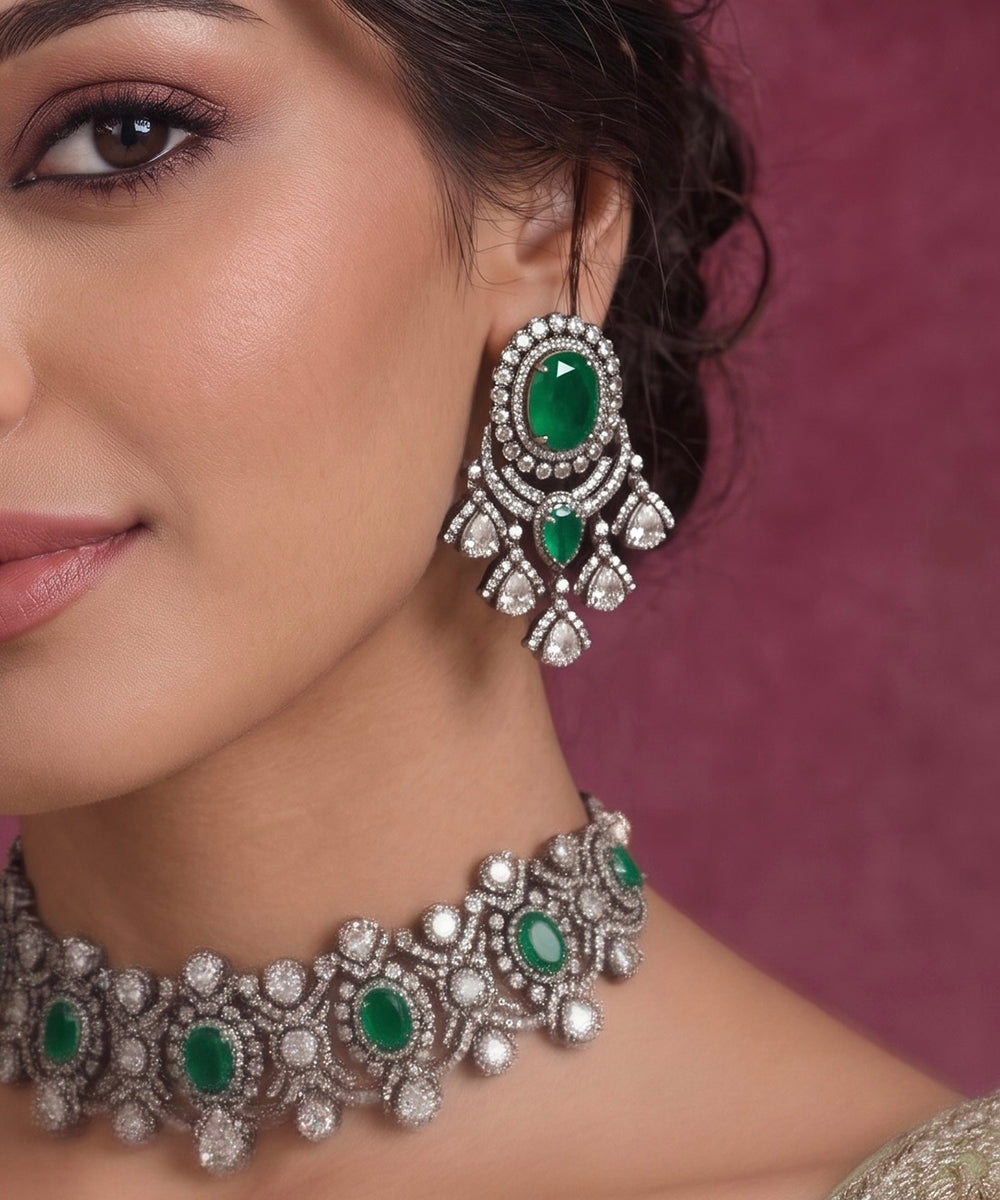 Zircon Regal Emerald Necklace Set