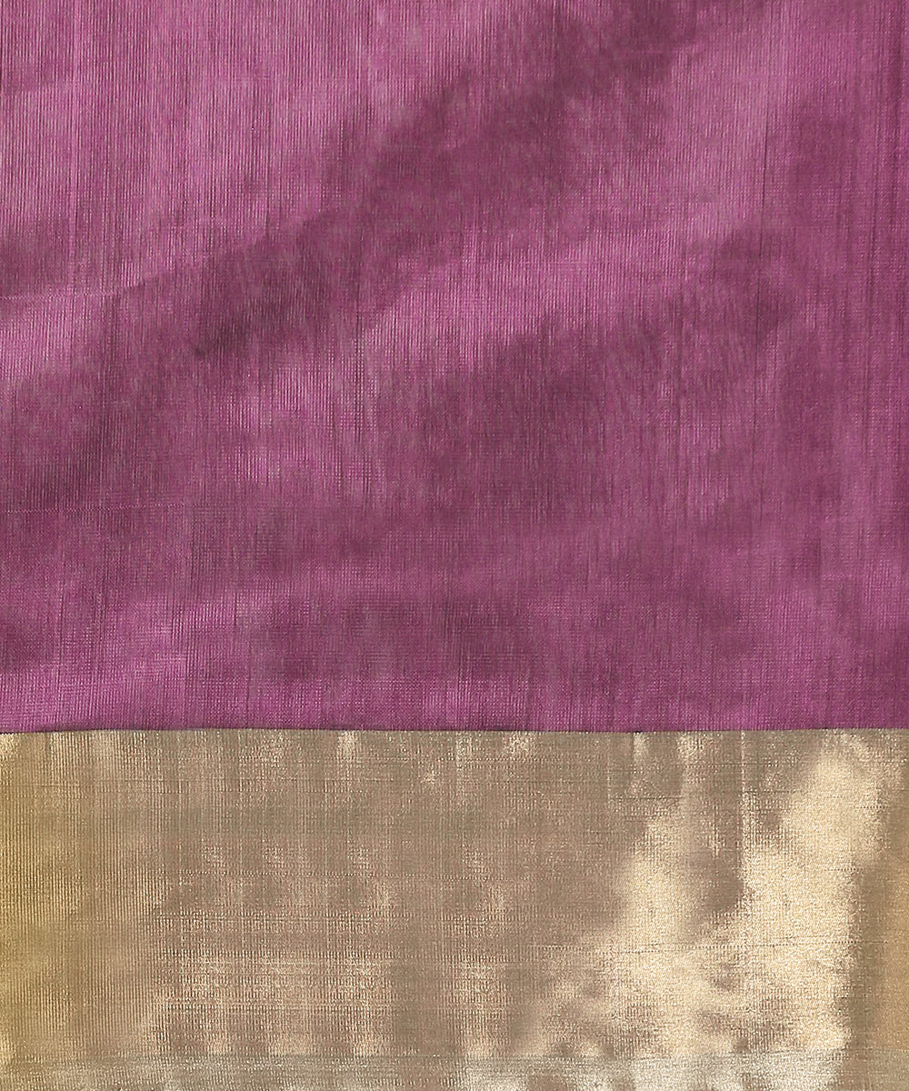 Mauve Handloom Pure Chanderi Silk Saree With Eknaliya Bird Motifs