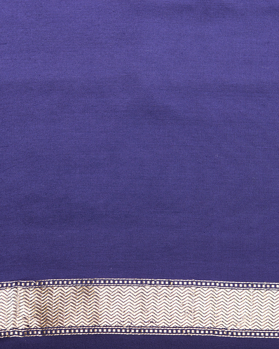 Ink Blue Banarasi Handloom Saree With Kadhwa Booti And Meenakari Konia