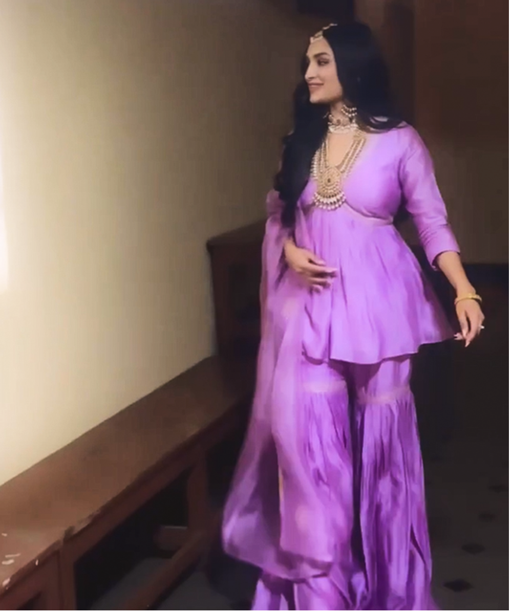 Dhanya Ramkumar In Lavender Handloom Chanderi Peplum Top With Gharara Ready To Wear Silk Ensembles