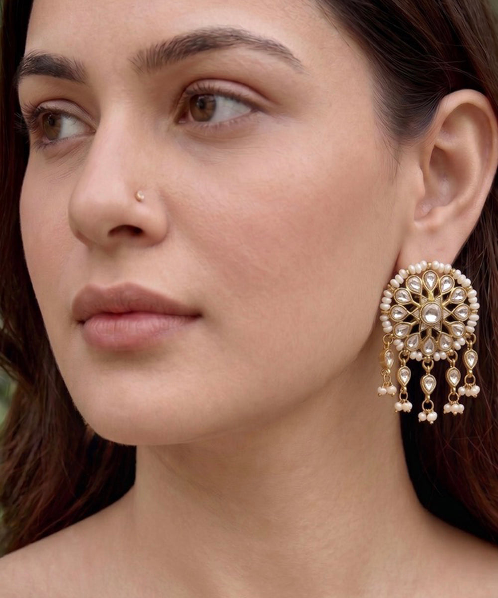 Mandala Pearl Stud Earrings