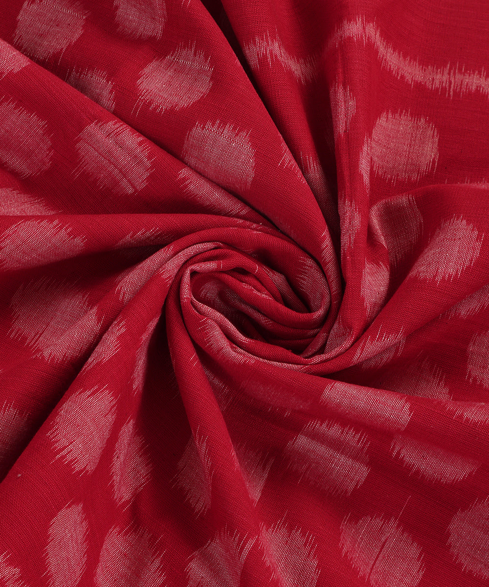 Red Handloom Cotton Polka Motif Ikat Stole