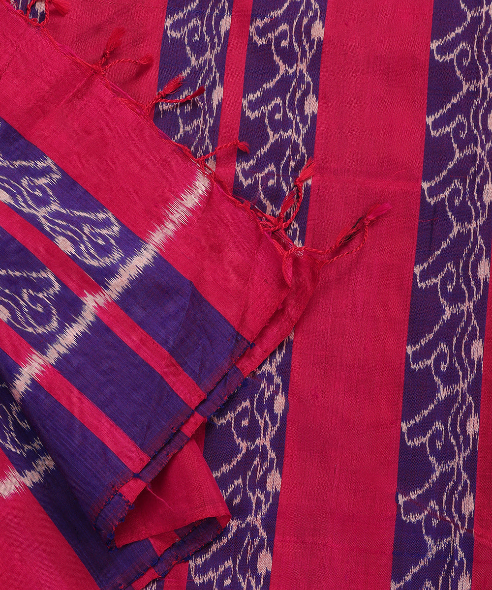 Rani Pink Handloom Cotton Shankh Motif Ikat Stole