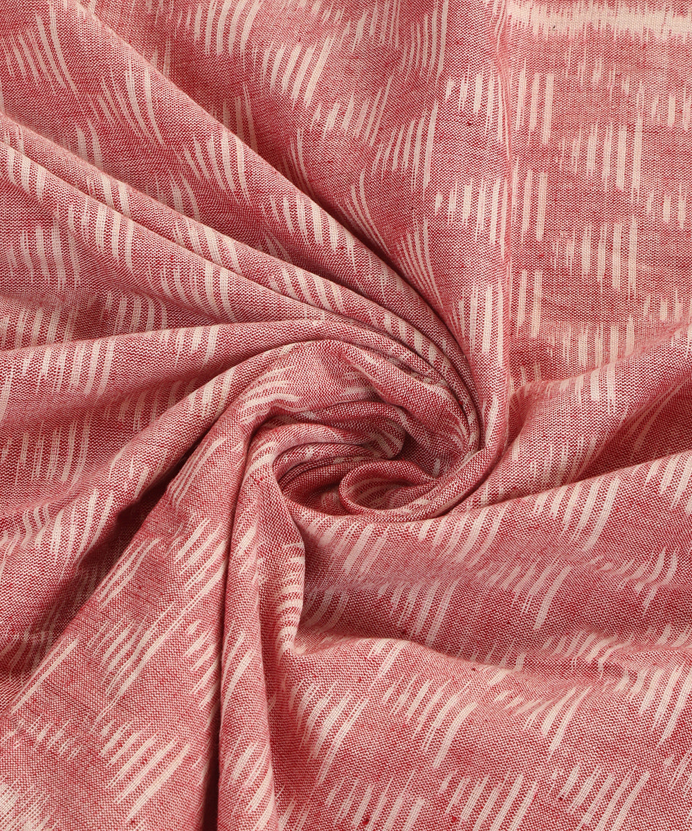 Pink Handloom Cotton Pyramid Motif Ikat Stole