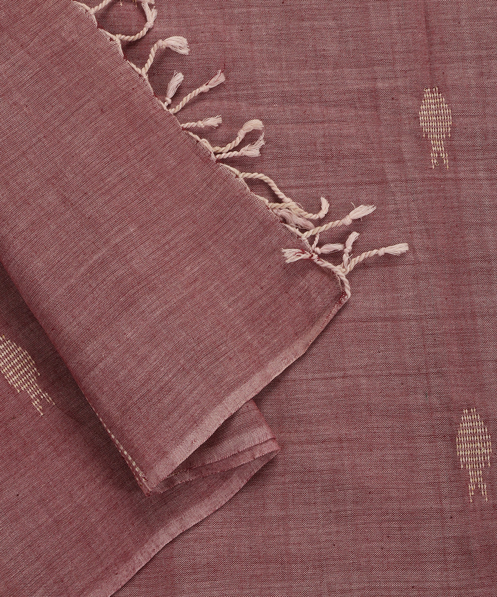 Brick Handloom Cotton Fish Motif Ikat Stole