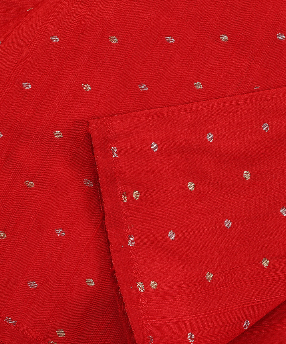 Red Pure Banarasi Tusser Fabric With Zari Booti