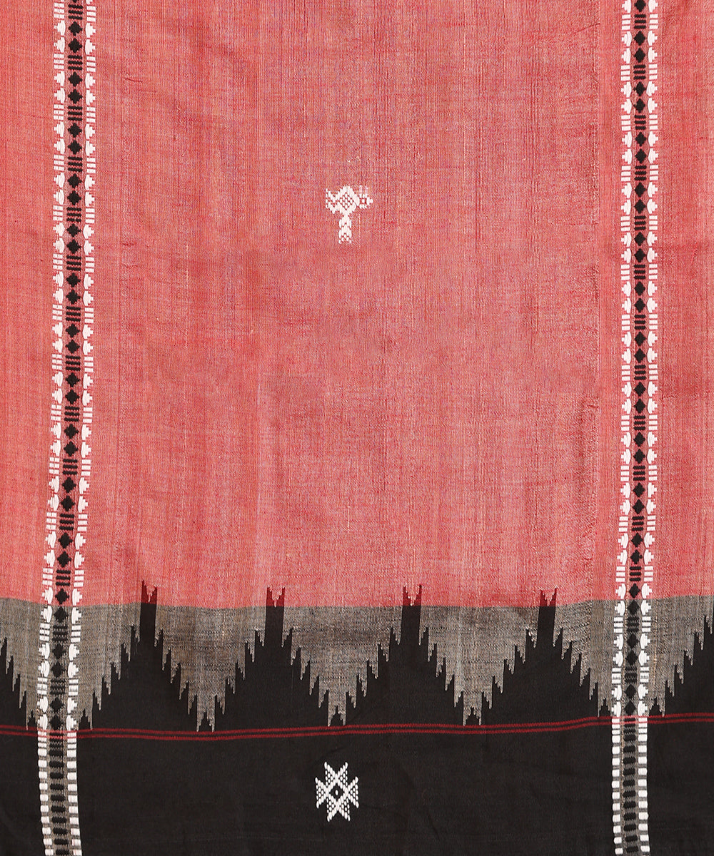 Brick Red Handloom Cotton Tussar Kotpad Ikat Saree