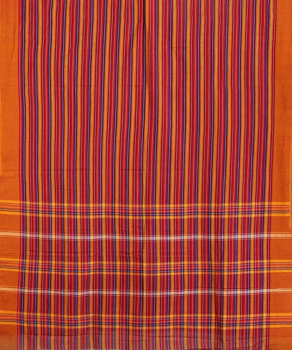 Multicoloured Handloom Striped Tussar Ikat Saree