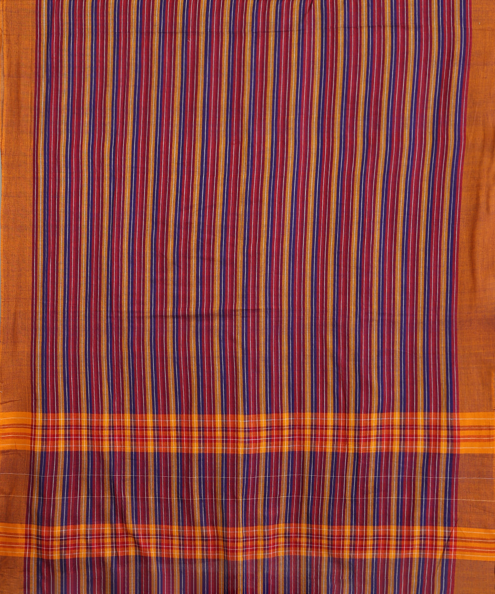 Multicoloured Handloom Striped Tussar Ikat Saree