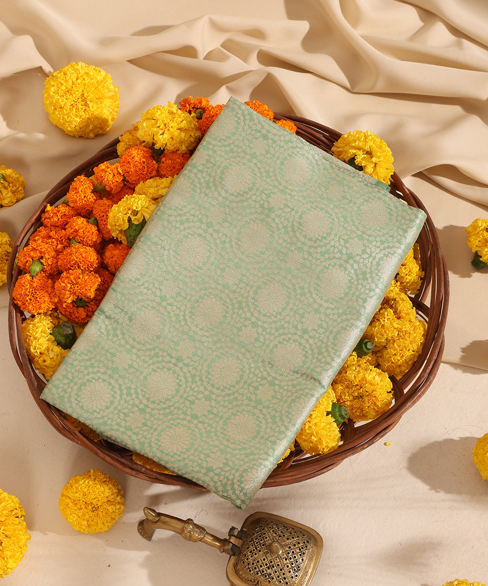 Mint Green Pure Katan Silk Handloom Banarasi Dupatta with Brocade Weave