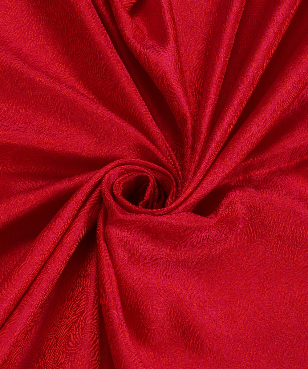 Red Pure Satin Silk Handloom Tanchoi Banarasi Dupatta with Zari Border