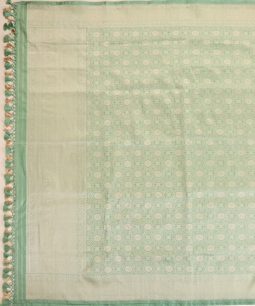 Mint Green Pure Katan Silk Handloom Banarasi Dupatta with Brocade Weave