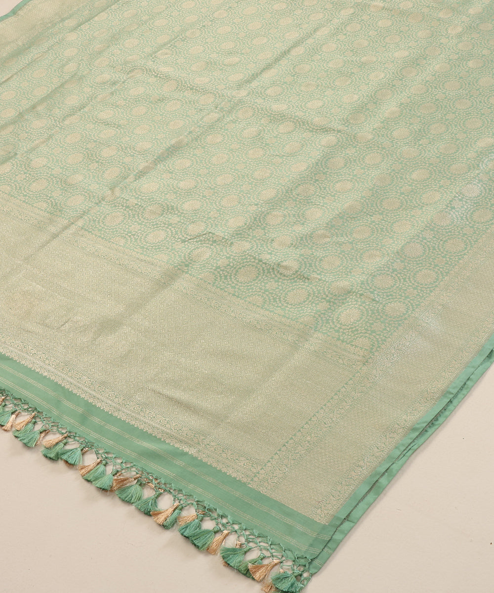 Mint Green Pure Katan Silk Handloom Banarasi Dupatta with Brocade Weave
