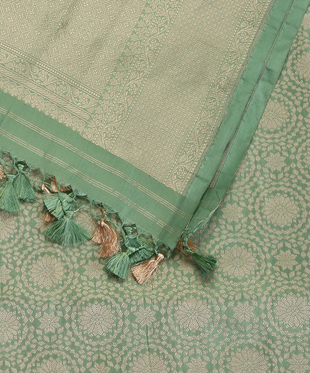 Mint Green Pure Katan Silk Handloom Banarasi Dupatta with Brocade Weave