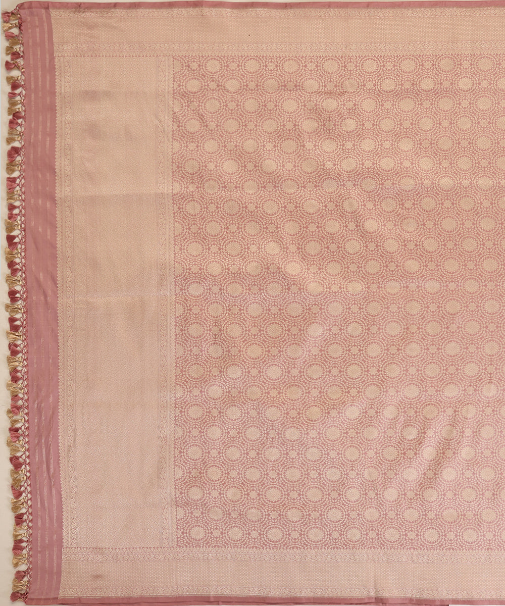 Blush Pink Pure Katan Silk Handloom Banarasi Dupatta with Brocade Weave