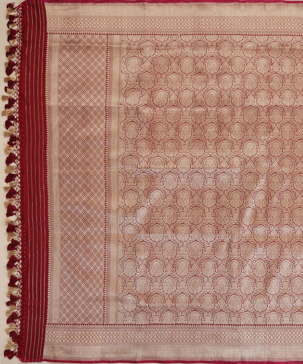 Maroon Pure Katan Silk Handloom Banarasi Dupatta with Brocade Weave