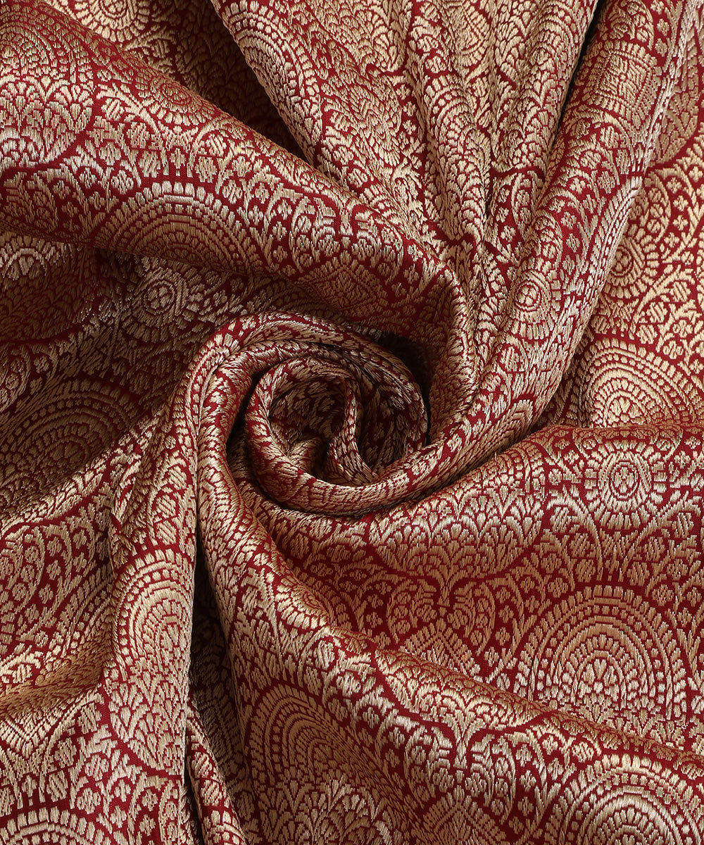 Maroon Pure Katan Silk Handloom Banarasi Dupatta with Brocade Weave