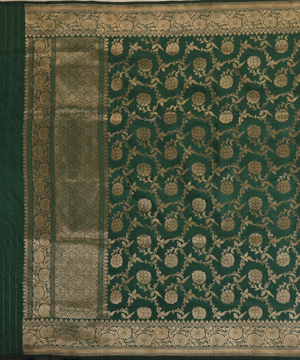 Emerald Green Handloom Pure Katan Silk Banarasi Dupatta With Kadhwa Jaal