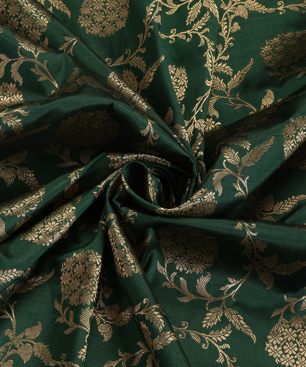 Emerald Green Handloom Pure Katan Silk Banarasi Dupatta With Kadhwa Jaal