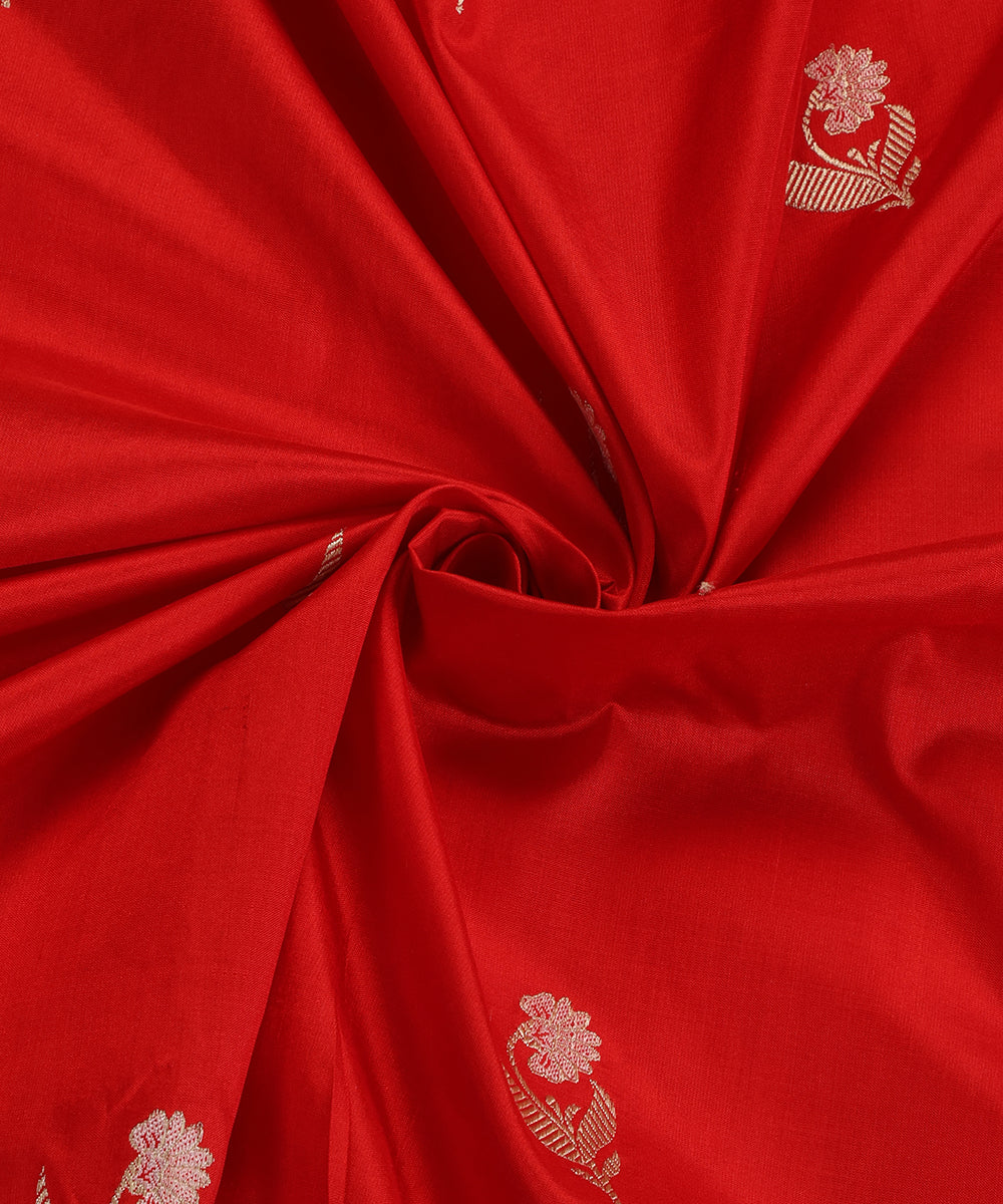 Red Handloom Pure Katan Silk Banarasi Dupatta With Kadhwa Meenakari Boota