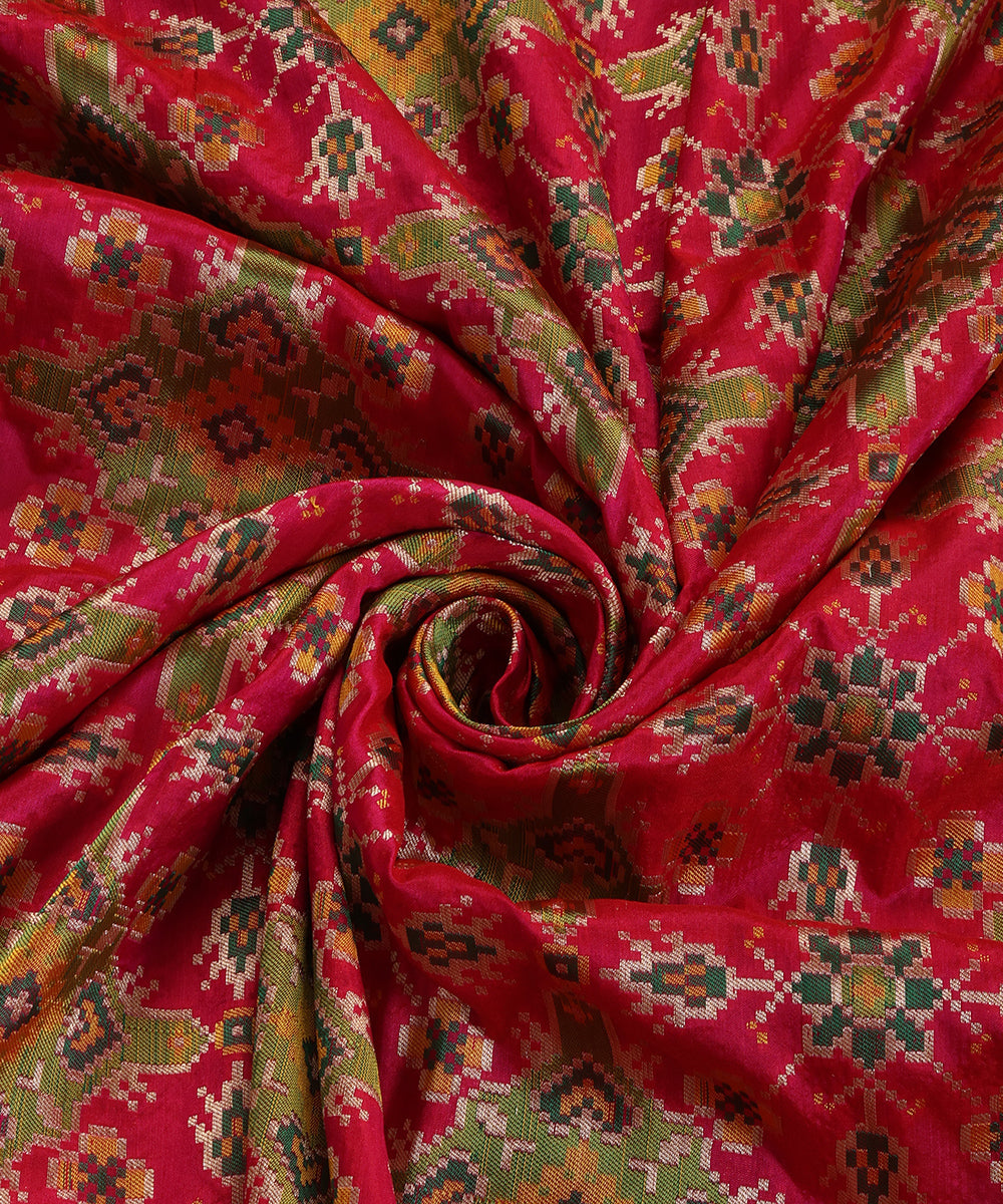 Rani Pink Pure Katan Silk Handloom Banarasi Patola Dupatta with Meenakari