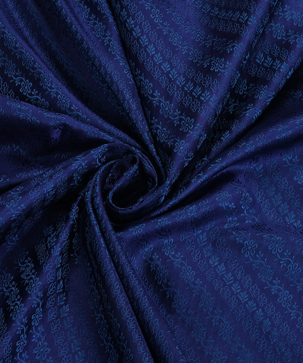 Blue Pure Satin Silk Handloom Tanchoi Banarasi Dupatta with Zari Border