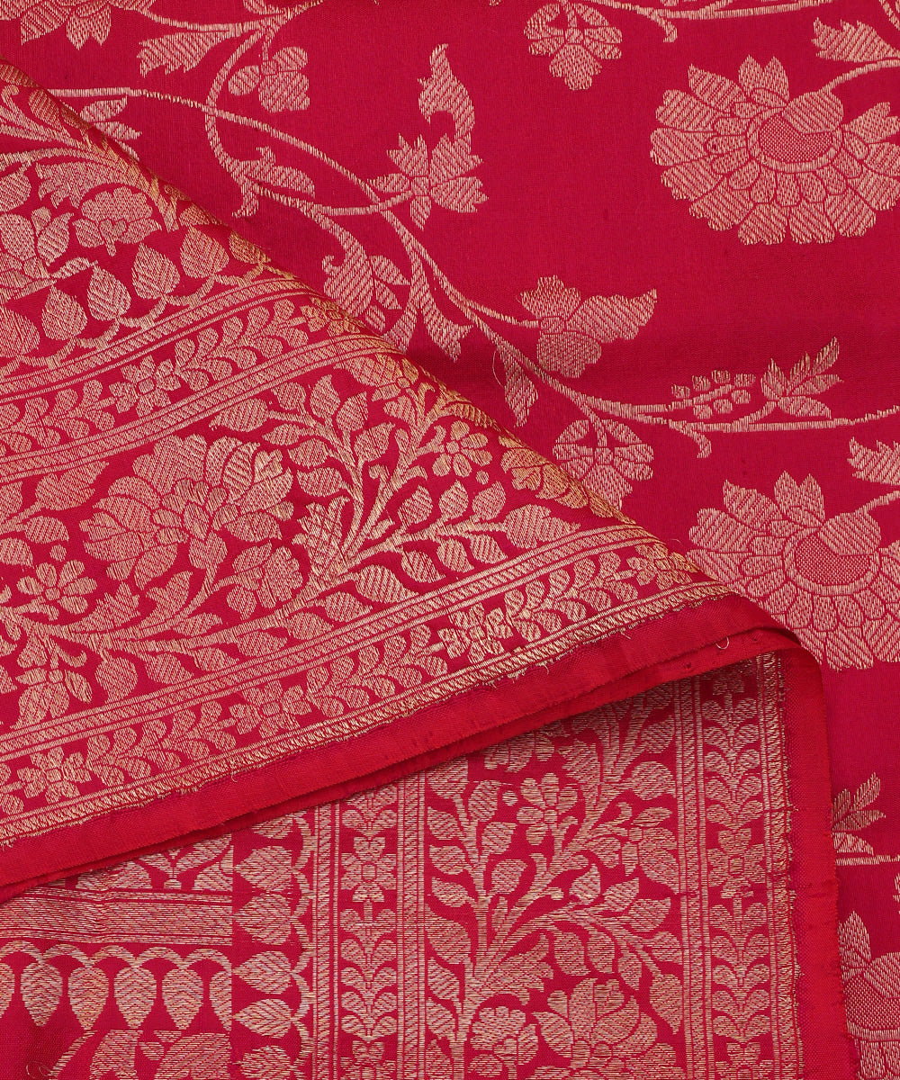 Handloom_Rani_Pink_Pure_Katan_Silk_Banarasi_Dupatta_With_Jaal_WeaverStory_04