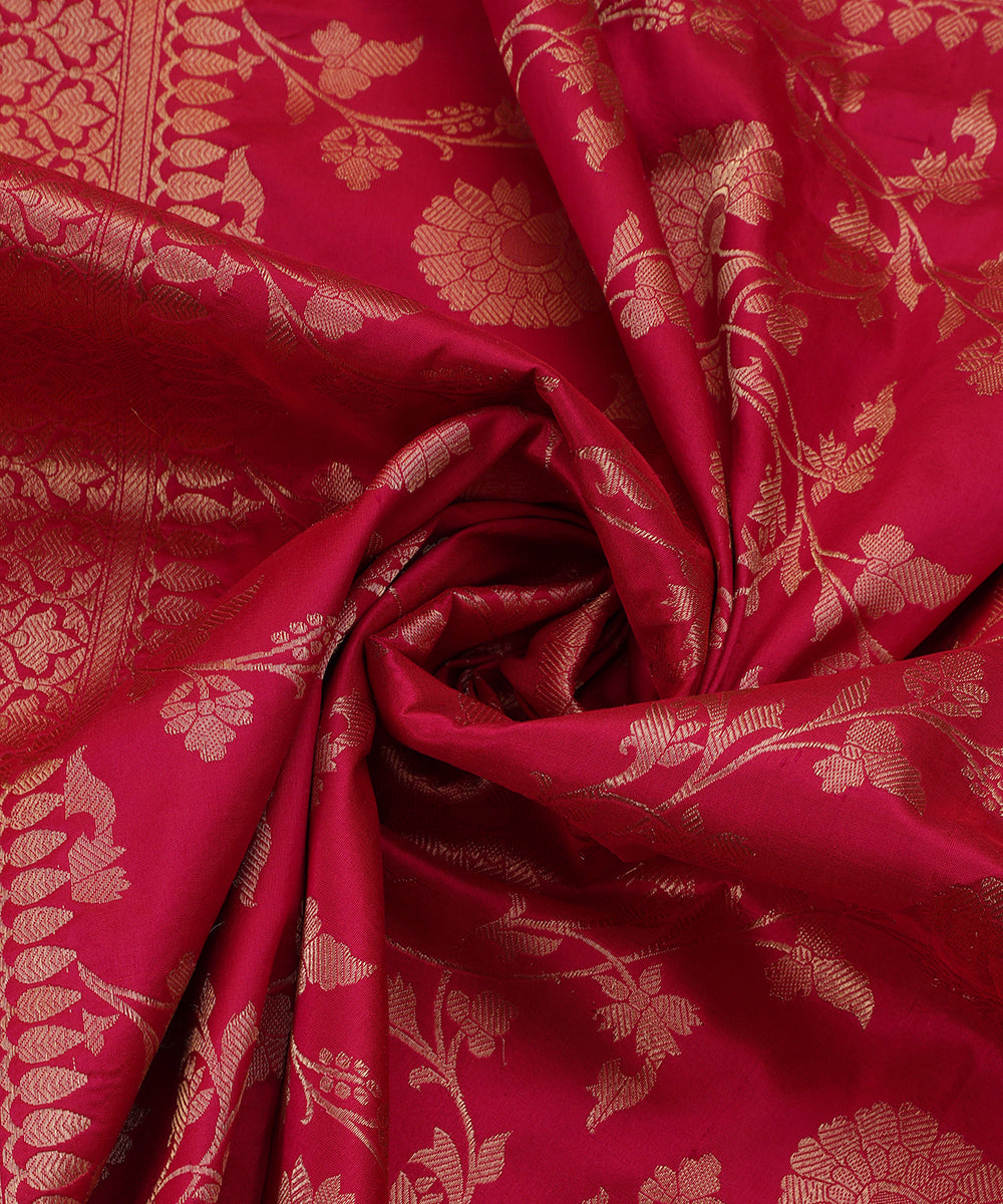 Handloom_Rani_Pink_Pure_Katan_Silk_Banarasi_Dupatta_With_Jaal_WeaverStory_05