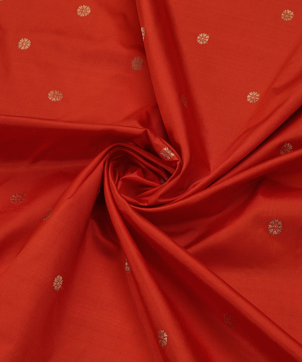 Handloom_Orange_Pure_Katan_Silk_Banarasi_Dupatta_With_Konia_And_Booti_WeaverStory_04
