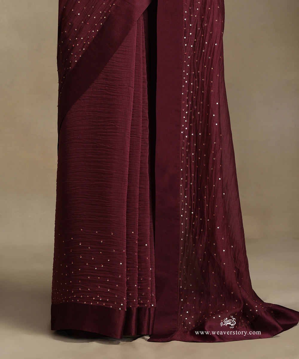 Plum_Hand_Embroidered_Pure_Chanderi_Saree_With_Stitched_Blouse_WeaverStory_04