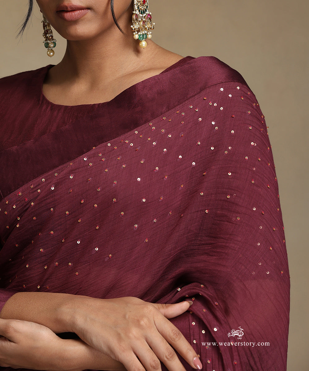 Plum_Hand_Embroidered_Pure_Chanderi_Saree_With_Stitched_Blouse_WeaverStory_05