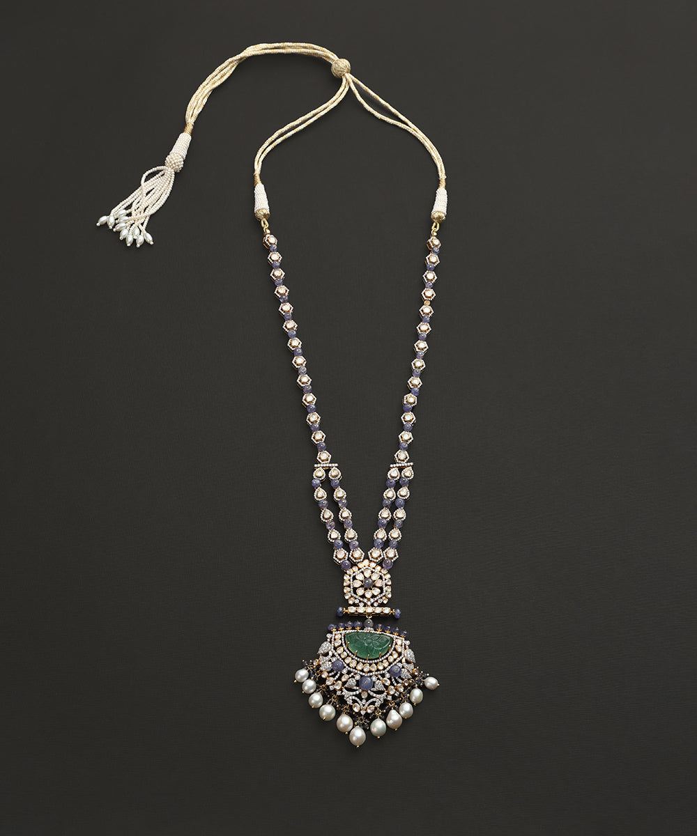 Sanjana_Handcrafted_Pure_Silver_Necklace_With_Emeralds_And_Pearls_WeaverStory_02