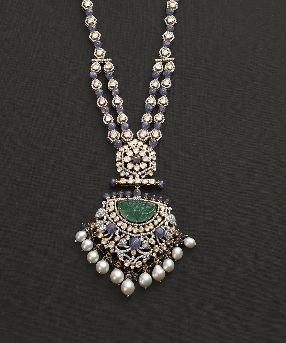 Sanjana_Handcrafted_Pure_Silver_Necklace_With_Emeralds_And_Pearls_WeaverStory_03