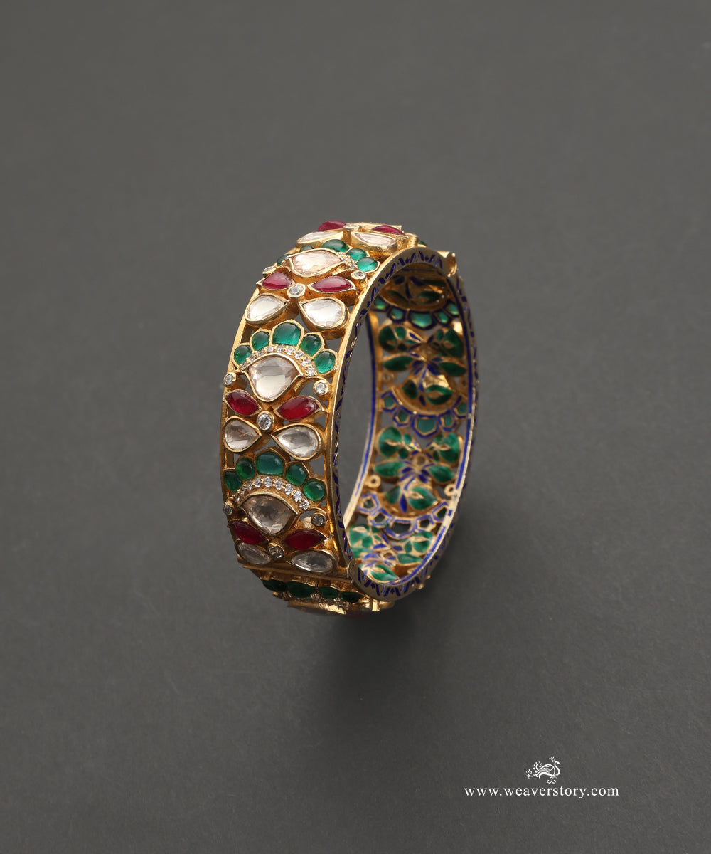 Aliyah_Handcrafted_Silver_Openable_Bandle_With_Meenakari_Jadau_Work_WeaverStory_02