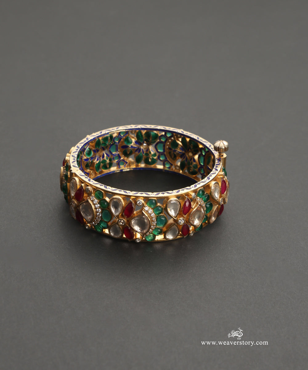 Aliyah_Handcrafted_Silver_Openable_Bandle_With_Meenakari_Jadau_Work_WeaverStory_03