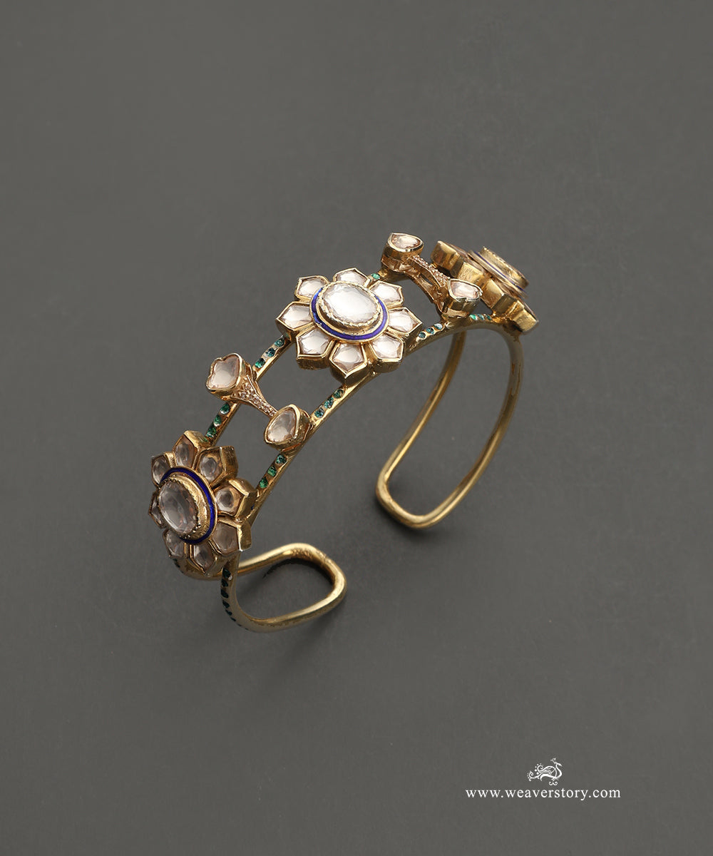 Amani_Handcrafted_Silver_Openable_Cuff_Bangle_With_Meenakari_Jadau_Work_WeaverStory_02