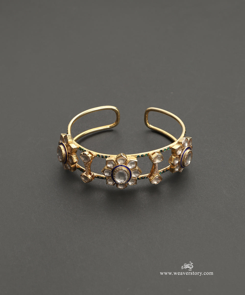 Amani_Handcrafted_Silver_Openable_Cuff_Bangle_With_Meenakari_Jadau_Work_WeaverStory_03