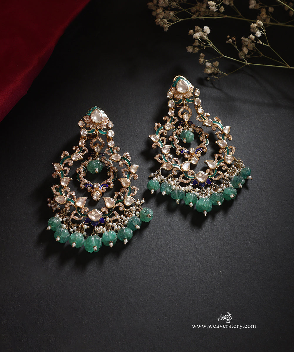 Donya_Handcrafted_Silver_Chandbali_Earrings_With_Meenakari_Jadau_Work_WeaverStory_01