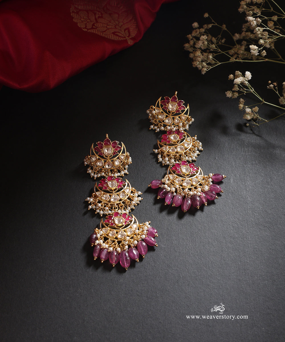 Farnaz_Handcrafted_Silver_Chandbali_Earrings_With_Meenakari_Jadau_Work_WeaverStory_01