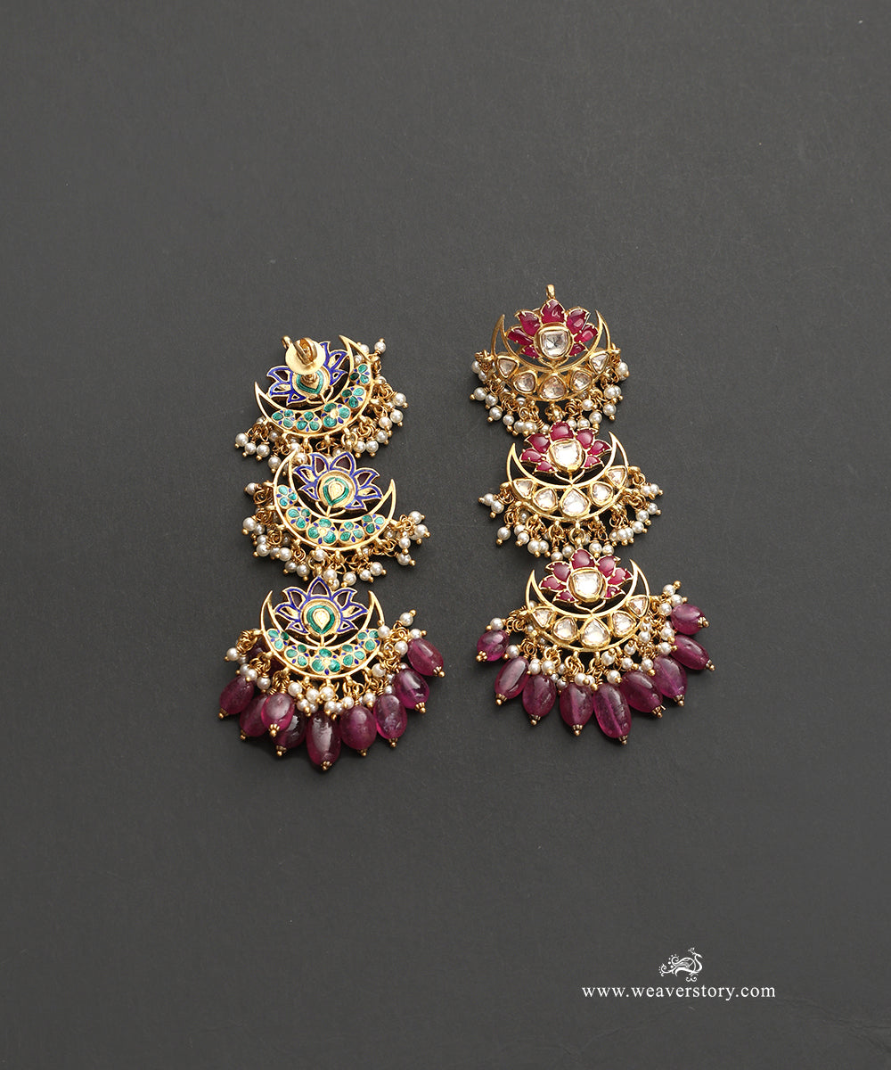 Farnaz_Handcrafted_Silver_Chandbali_Earrings_With_Meenakari_Jadau_Work_WeaverStory_03