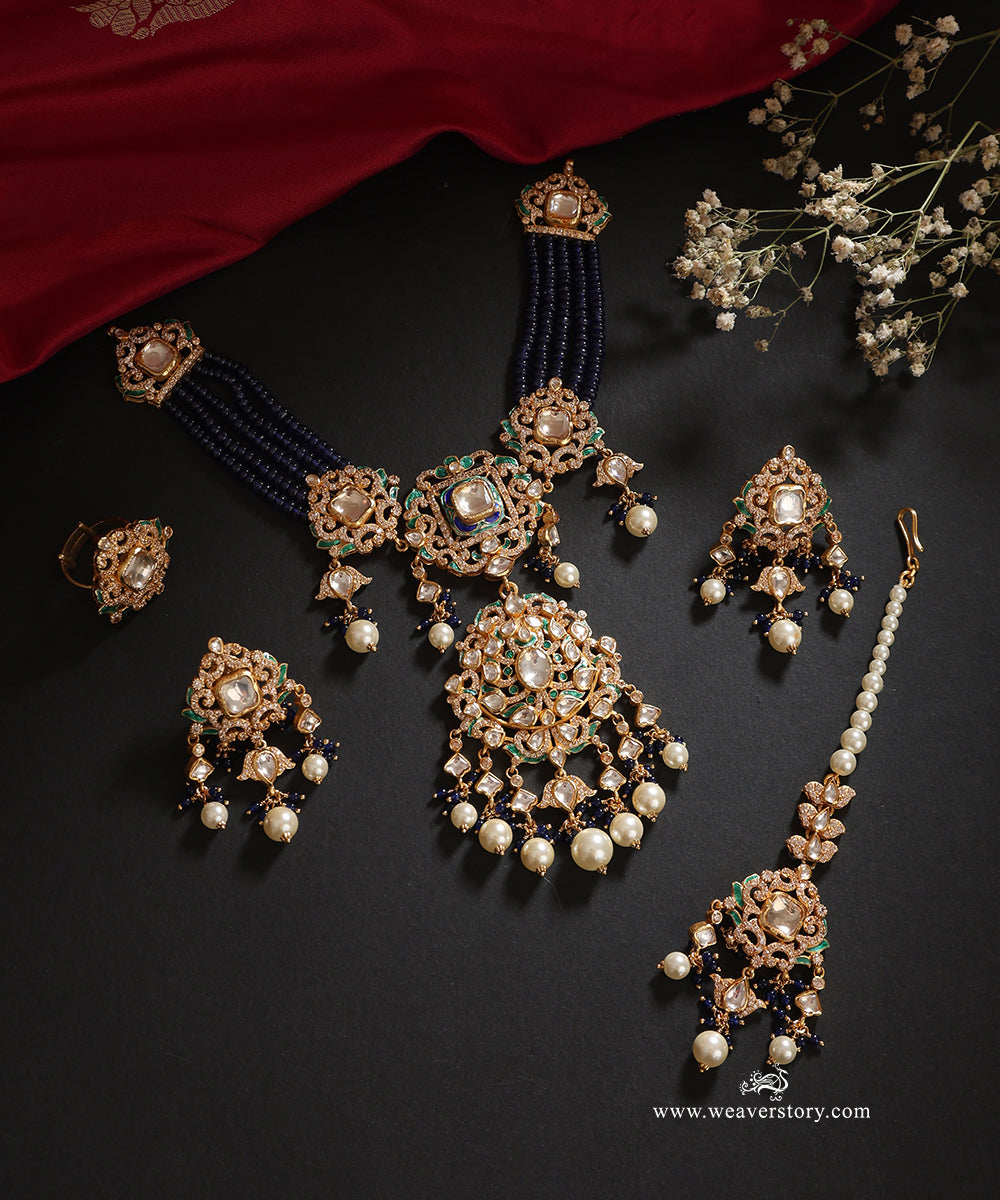 Anam_Handcrafted_Silver_Necklace_Set_with_Earrings_and_Teeka_in_Meenakari_Jadau_Work_WeaverStory_01