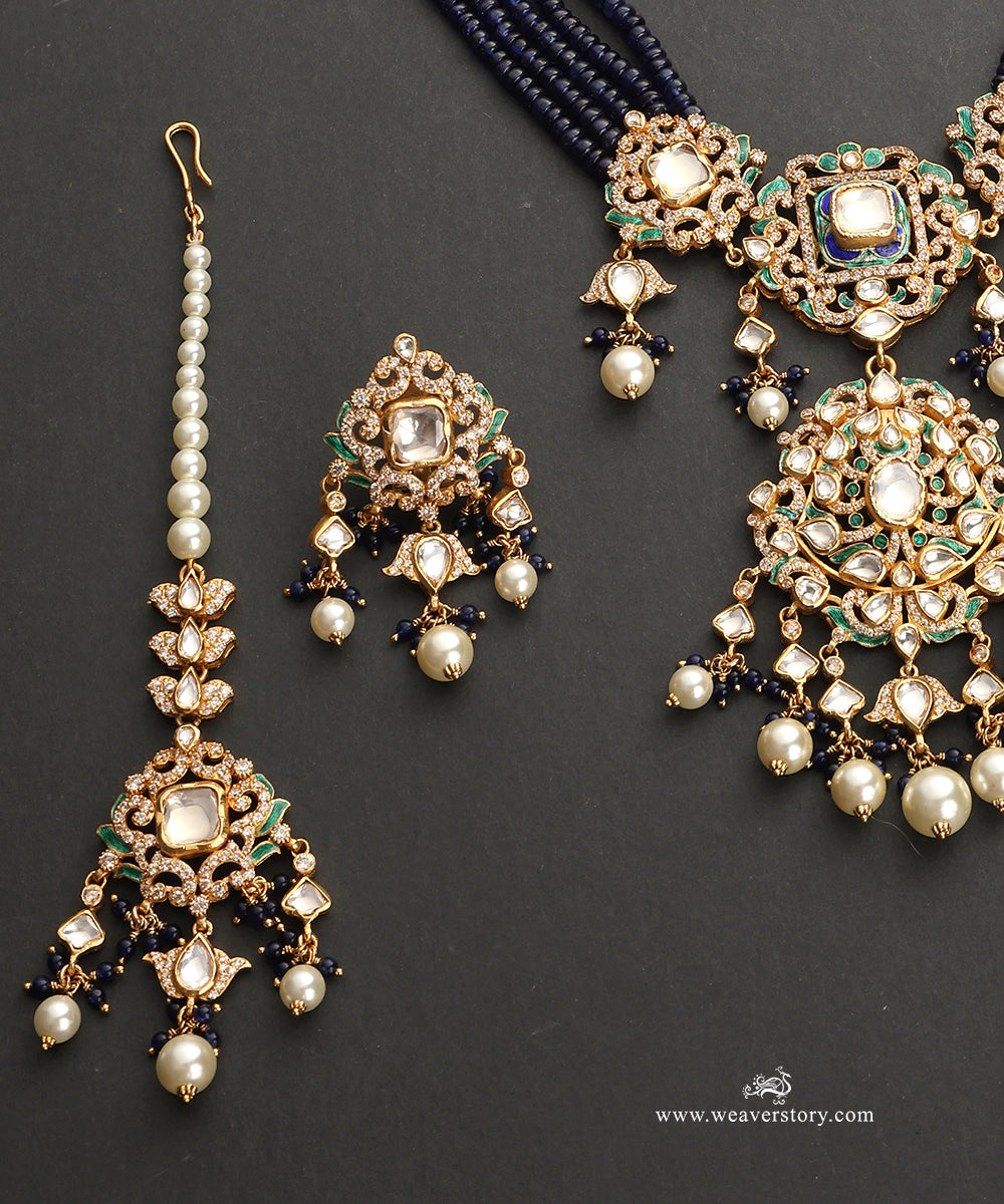 Anam_Handcrafted_Silver_Necklace_Set_with_Earrings_and_Teeka_in_Meenakari_Jadau_Work_WeaverStory_04