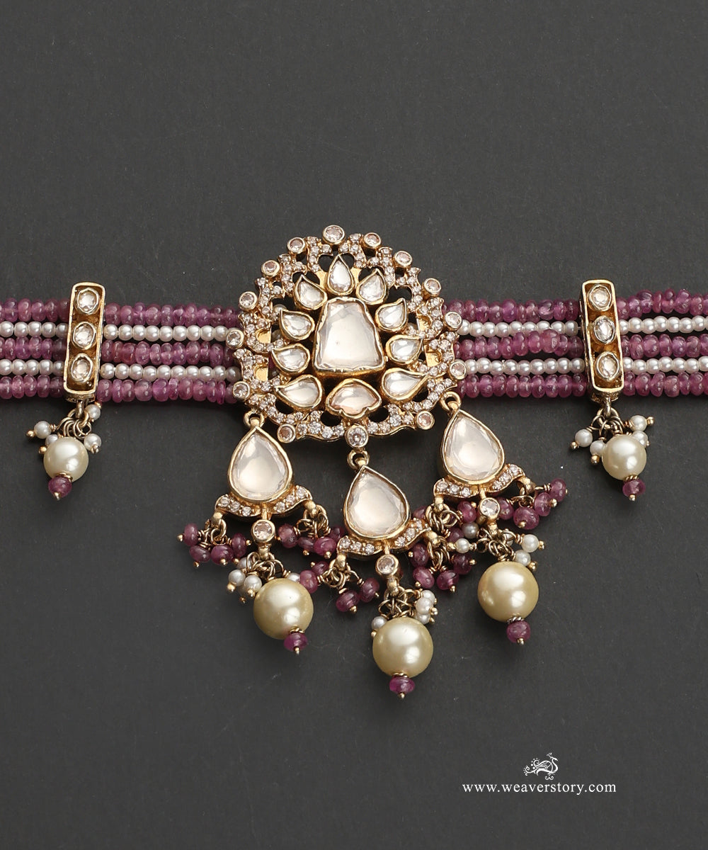 Karima_Handcrafted_Silver_Choker_With_Meenakari_Jadau_Work_WeaverStory_02