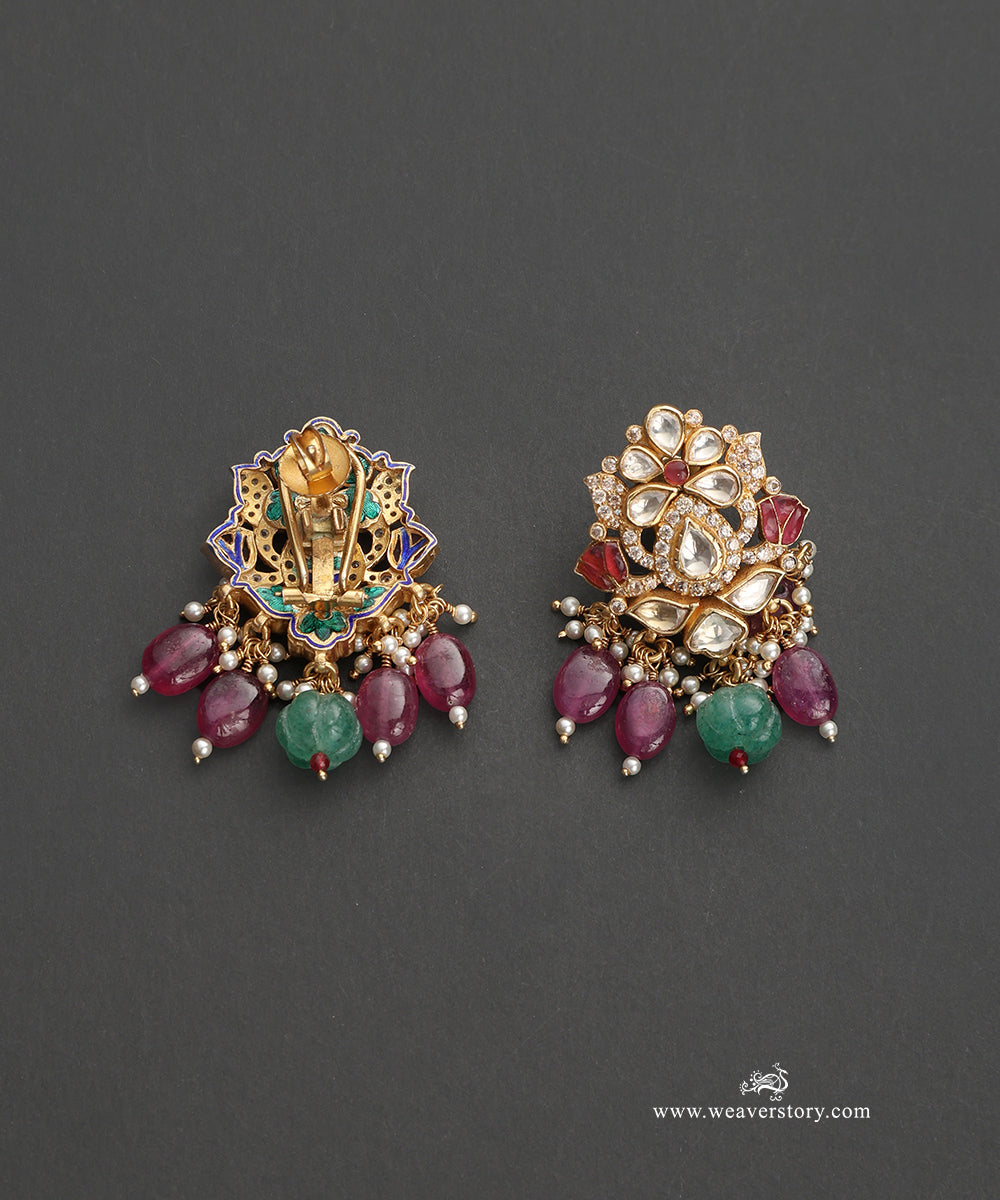 Nadira_Handcrafted_Silver_Choker_Set_With_Earrings_In_Meenakari_Jadau_Work_WeaverStory_03