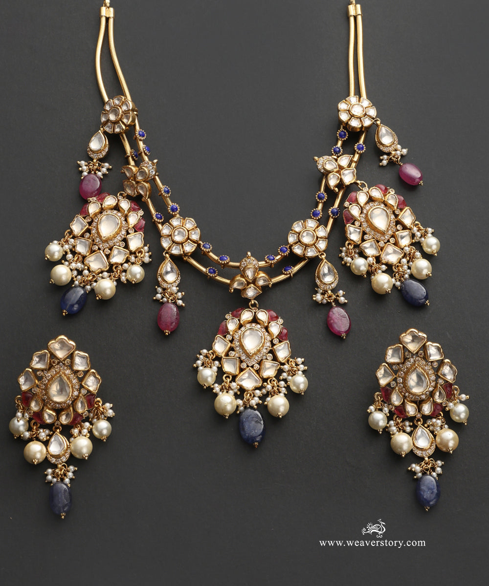 Sabreen_Handcrafted_Silver_Necklace_With_Meenakari_Jadau_Work_WeaverStory_02