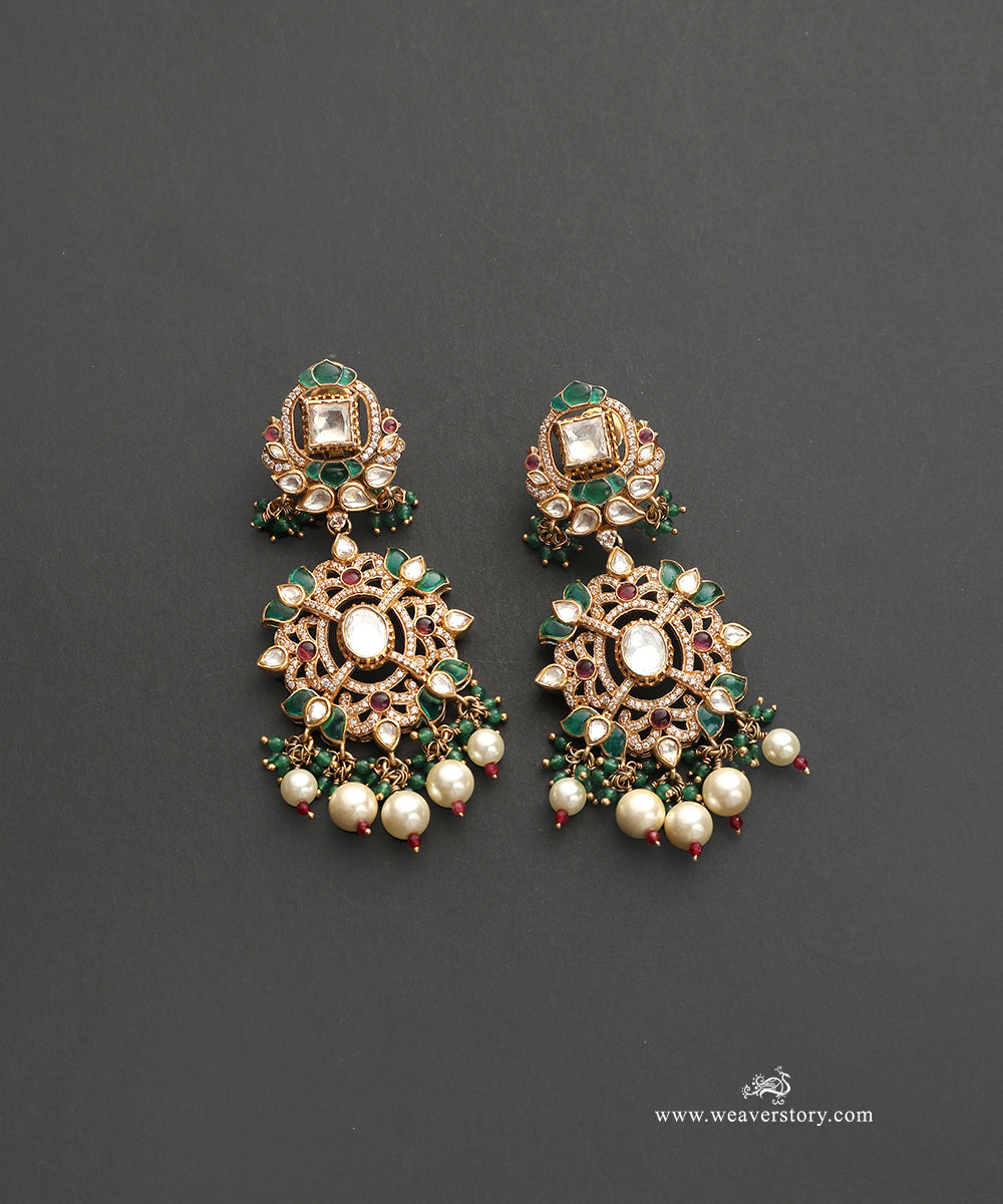 Sana_Handcrafted_Silver_Earrings_With_Meenakari_Jadau_Work_WeaverStory_02