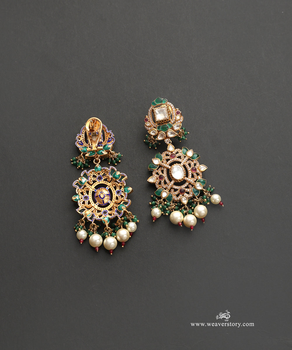 Sana_Handcrafted_Silver_Earrings_With_Meenakari_Jadau_Work_WeaverStory_03