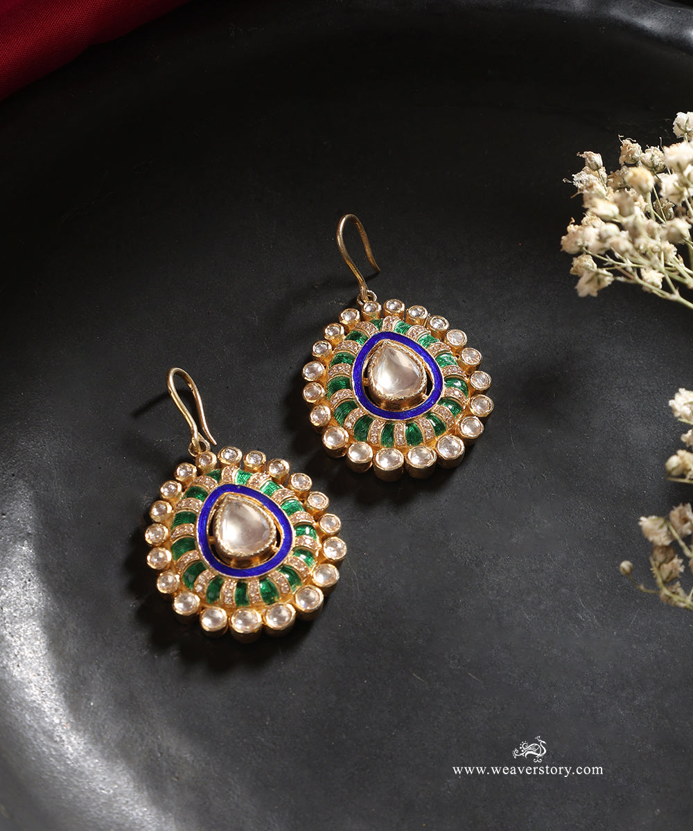 Sumayya_Handcrafted_Silver_Earrings_With_Meenakari_Jadau_Work_WeaverStory_01